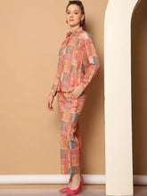 Printed Shirt Collar Shirt With Trouser-JNCS-3013Orange